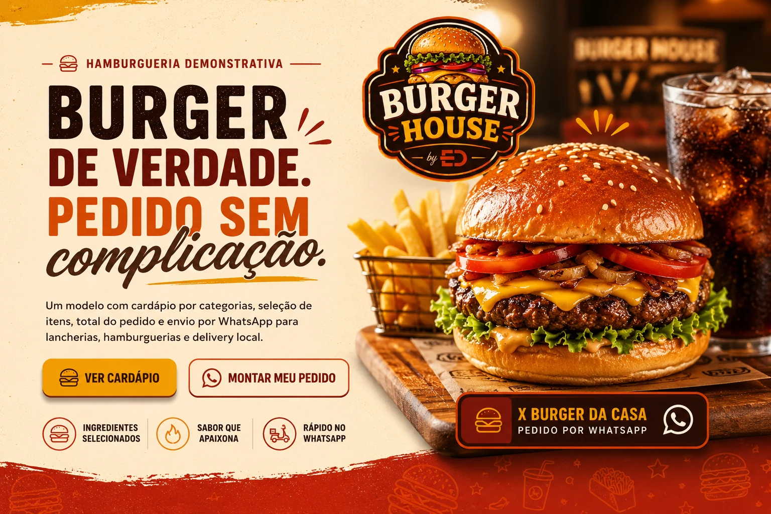 Hambúrguer demonstrativo da Burger House